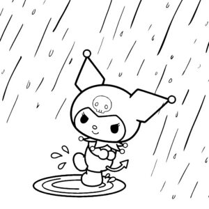 Kuromi Ausmalbild niedlich zum Ausdrucken