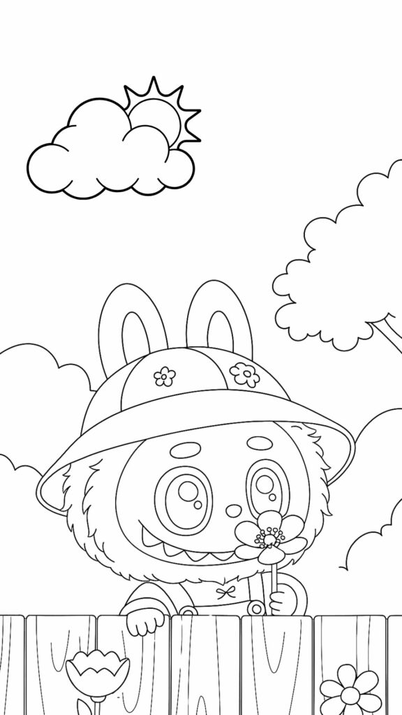 Labubu kleurplaat in PDF voor thuis printen