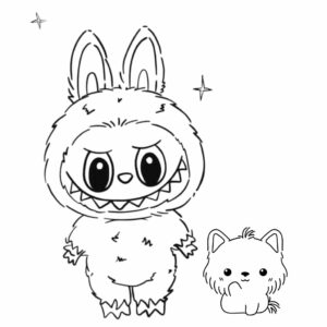 Labubu-kleurplaten-tekening