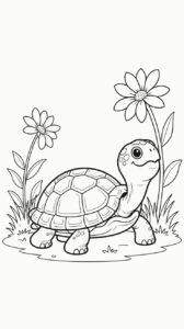 Landschildkröte im Garten Ausmalbilder zum Drucken