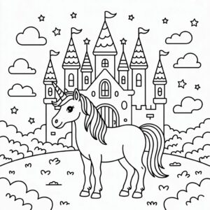 Magische Einhorn-Szenen als gratis kleurplaten om te printen