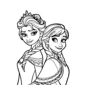 Pages de coloriage Elsa et Anna à télécharger