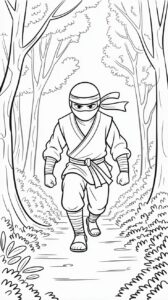 Printbare Forest Camouflage Ninja kleurplaat voor kinderen