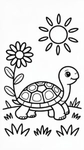 Schildkröte im Garten – einfache Malvorlage Print