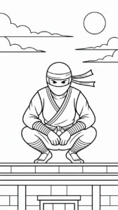 Stealth Ninja onder het maanlicht kleurplaat gratis