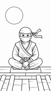 Stealth Ninja onder maanlicht printbare kleurplaat