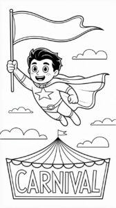 Superheld boven Carnavalstent