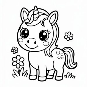 Süße Einhörner kleurplaat gratis te printen