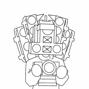Télécharger le coloriage du combat Skibidi Toilet vs Cameraman en PDF