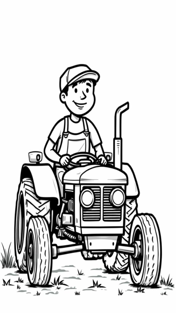 boer en boerin op trekker kleurplaat