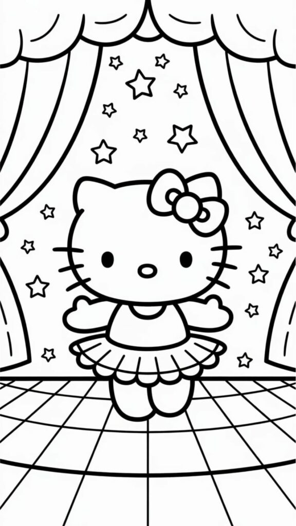 hello kitty ballerina kleurplaat