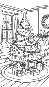 kerstboom kleurplaten simpel