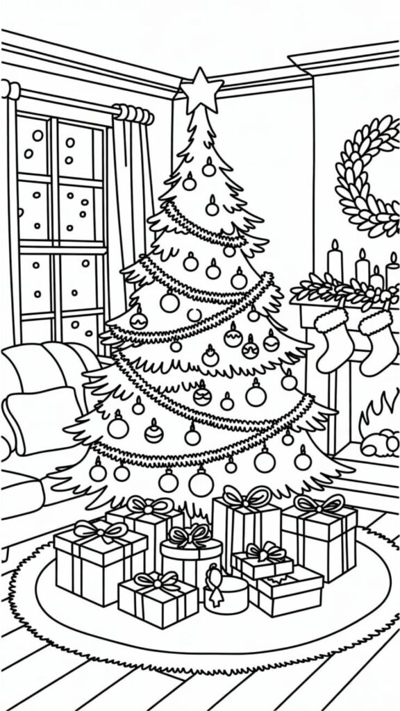 imagens de árvore de natal para colorir