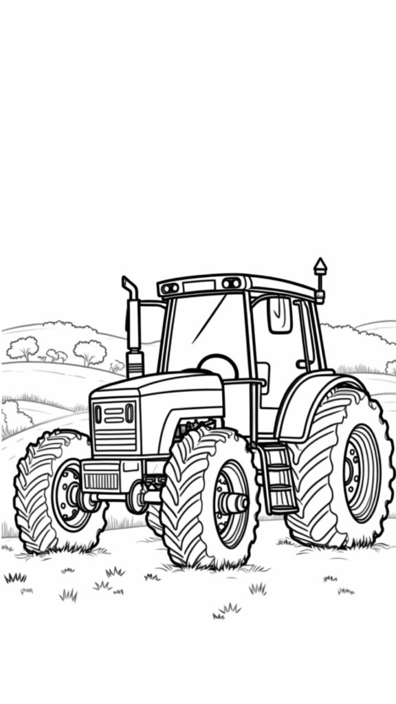 kleurplaat john deere trekker