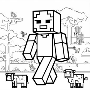 kleurplaat minecraft steve