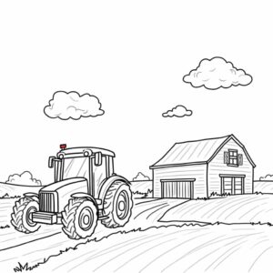 kleurplaat trekker met ploeg