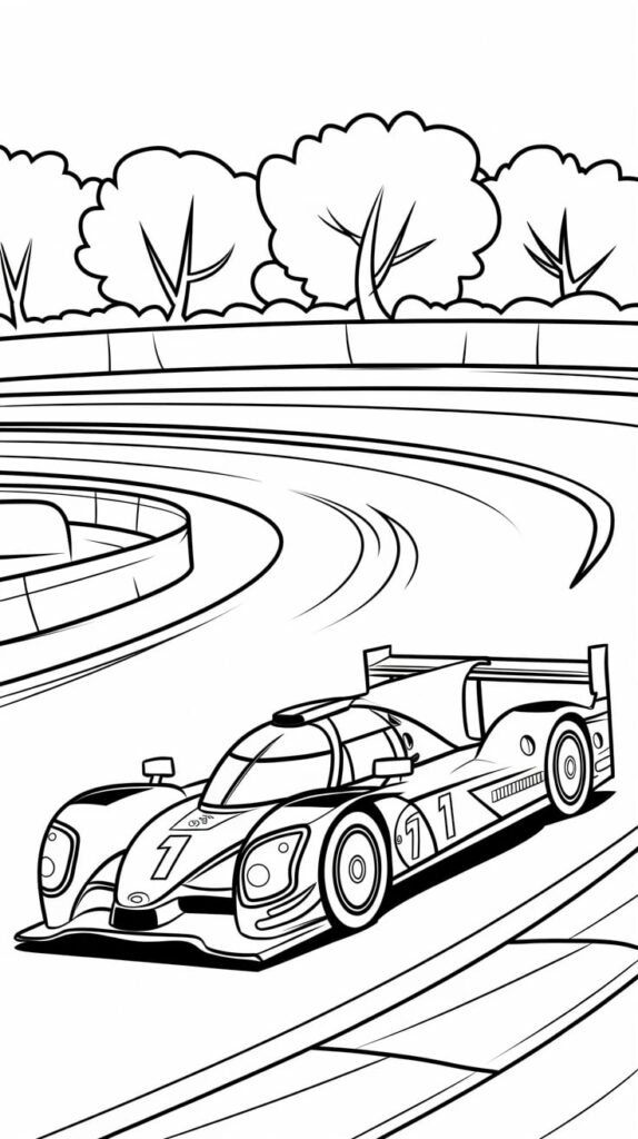 coloring page race car