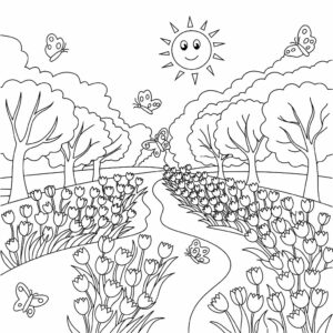 lente bloemen kleurplaat​