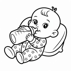 Bébé buvant du lait à imprimer