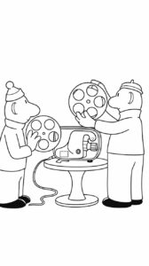 Buurman en Buurman con proyector de cine: lámina para colorear