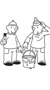 Buurman en Buurman con cubo de pintura: página para colorear