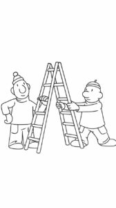 Buurman y Buurman en la escalera: página para colorear