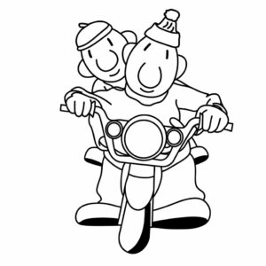 Buurman en Buurman en una moto: página para colorear