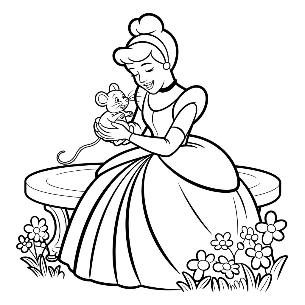 Cinderella friends coloring pages