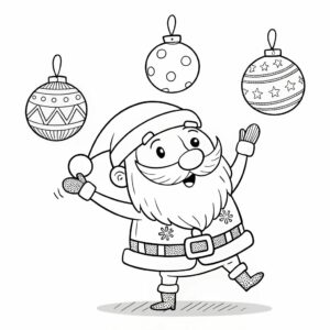 Colorare pallina di Natale con Babbo Natale per bambini