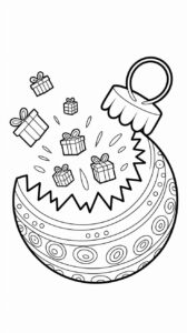 Colorare pallina natalizia con pacco regalo semplice