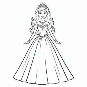 Coloriage Barbie robe de soirée à imprimer