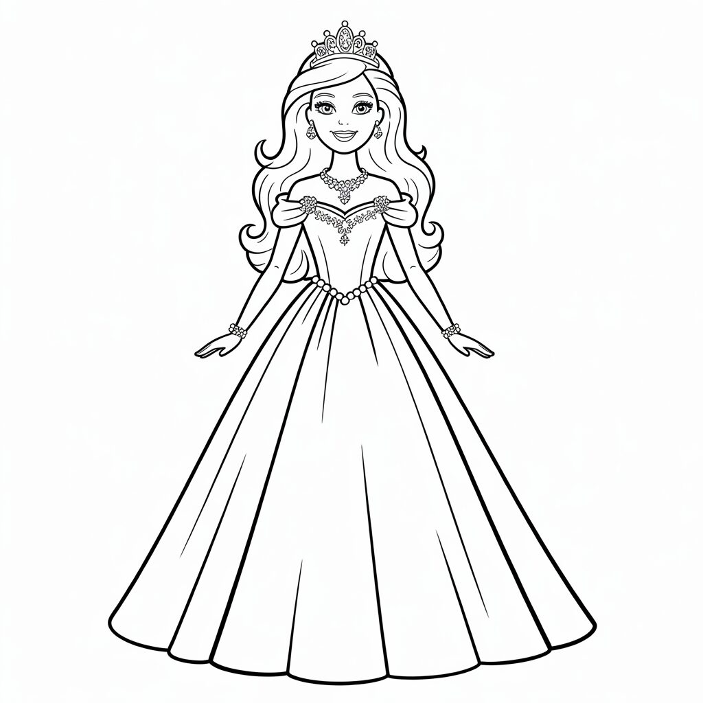 Coloriage Barbie robe de soirée à imprimer