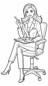 Coloriage gratuit Barbie en tenue professionnelle