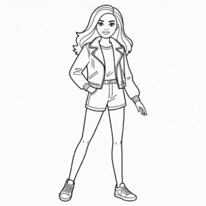 Coloriage gratuit Barbie style tendance à télécharger
