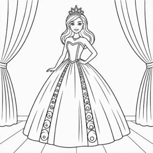Dessin Barbie en robe de soirée à télécharger gratuitement