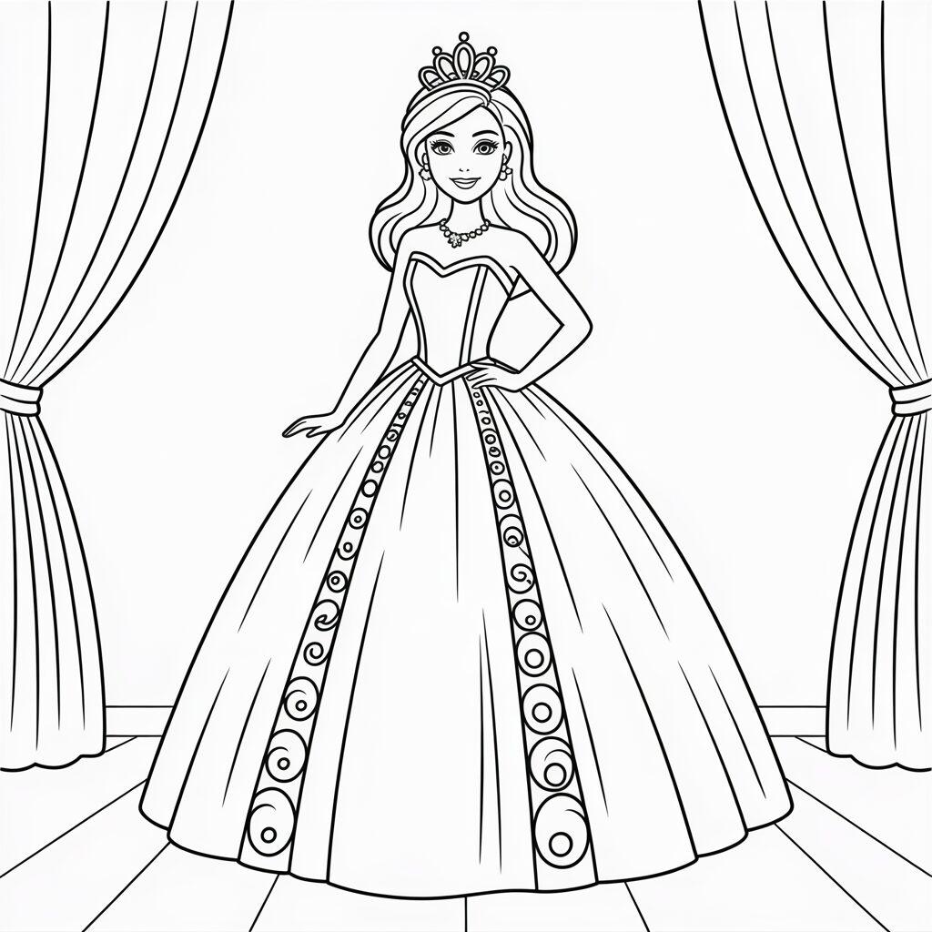 Dessin Barbie en robe de soirée à télécharger gratuitement