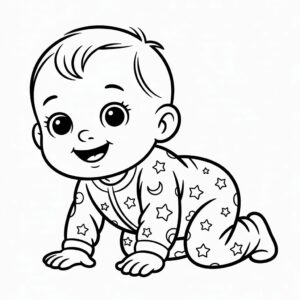 Dessin de Bébé rampant en pyjama à imprimer
