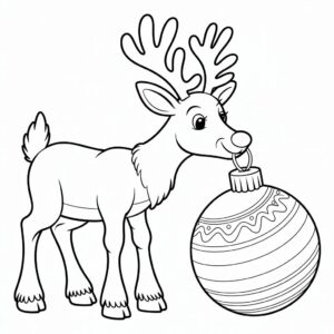 Disegno di pallina con renna da colorare gratis