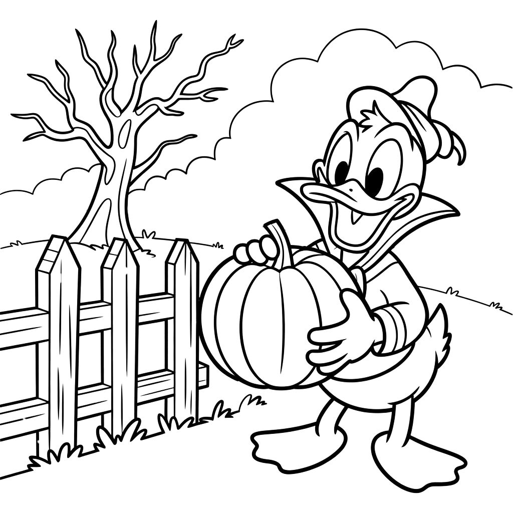 Donald Duck Halloween Coloring Pages