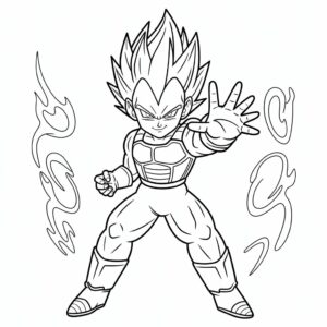 Download Vegeta in gevechtshouding tekening
