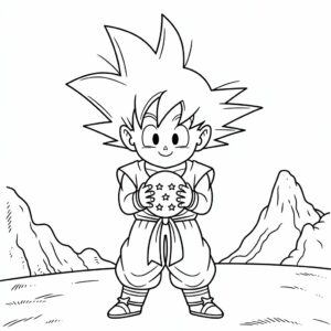 Download kleurplaat Gohan en Dragon Ball