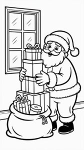 Lataa nyt ilmaiseksi Joulupukin lahjoineen värityskuva