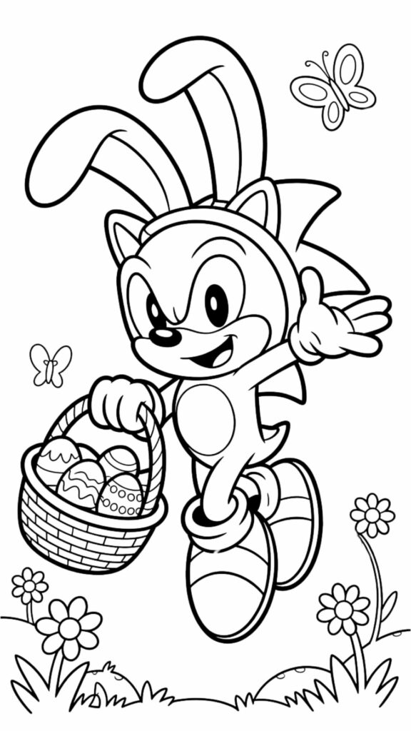 Easter Super Sonic Coloring Page