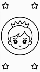 Eenvoudige kleurplaat chibi hoofd van prins