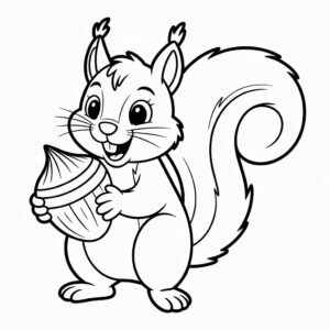 Eichhörnchen mit Nuss Ausmalbild – free Printable für Kinder