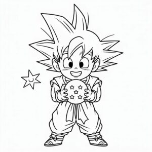 Gohan met Dragon Ball kleurplaat gratis