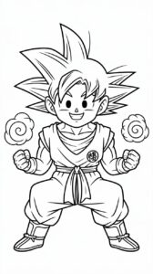 Goku die glimlacht – nu gratis te printen