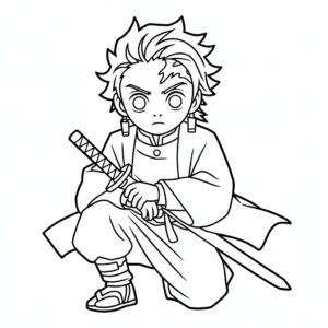 Gratis Kleurplaat Demon Slayer printen