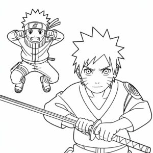 Gratis Naruto vs Sasuke kleurplaat download