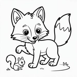 Gratis kleurplaat vos in het bos